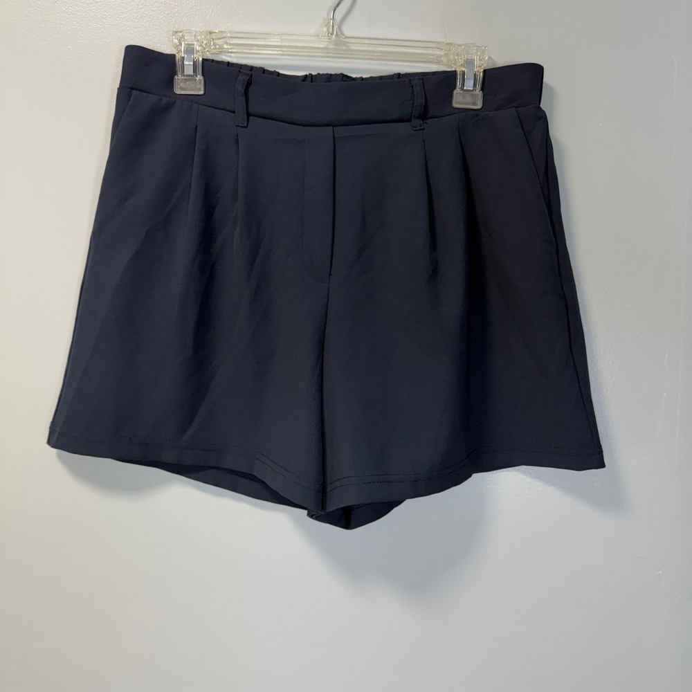 32 Degrees Cool Womens Navy Blue Pleated Stretch Shorts Medium T2515299